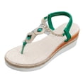 thumbnail image 6 of Dakaela Women's Wedge Sandals 2026 Open Toe Platform Espadrille Flip Flops Elastic Ankle Strap Casual Bohemian Beach Thong Walking Shoes Size 6-10 Dark Green, 6 of 7