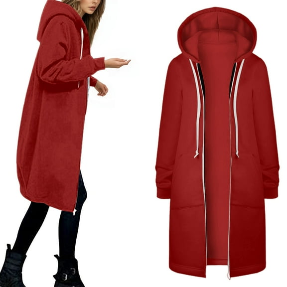 Trench Coat Women Winter Clothing for Women Women's Jacket Warm Hooded Zip Up Coat Soft Casual Outerwear Lightweight Comfortable Winter Fashion Top
