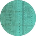 thumbnail image 1 of Ahgly Company Indoor Round Oriental Turquoise Blue Industrial Area Rugs, 5' Round, 1 of 4