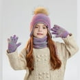 thumbnail image 5 of PuSpu 4-10 Years Old Boys And Girls Winter Outdoor Plus Velvet Warm Girls and Boys's Ear Protection Knitted Wool Hat Neck Glove Three-piece Set, 5 of 6
