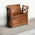 thumbnail image 2 of Wooden Entryway Bench with Lift Top Storage and X Shape Flared Sides, Dark Brown- Saltoro Sherpi, 2 of 12