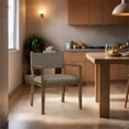 thumbnail image 4 of Bowery Hill Contemporary Brown Linen Textured Fabric Dining Arm Chair, 4 of 10