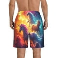 thumbnail image 3 of KLL Dreamy Night Sky White Horse Men's Casual Summer Beach Shorts Hawaiian Shorts with Pockets-X-Large, 3 of 5