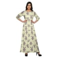 thumbnail image 1 of Moomaya Imprimé Longue Robe de Flair pour les Femmes 3/4 Manches Col Rond Casual Wear, 1 of 3