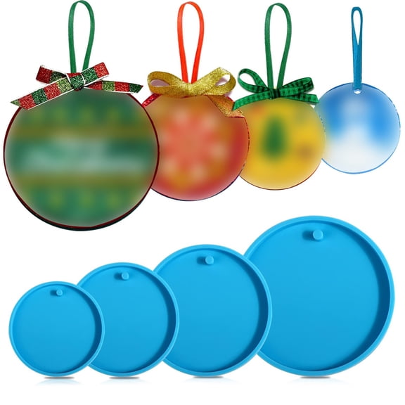 Goodw7 Silicone Resin Mold Round Ornaments, Flexible Non-Stick Pendant Mold for Epoxy Resin Casting, Reusable DIY Craft Mold for Christmas Tree Decorating and Gift Making