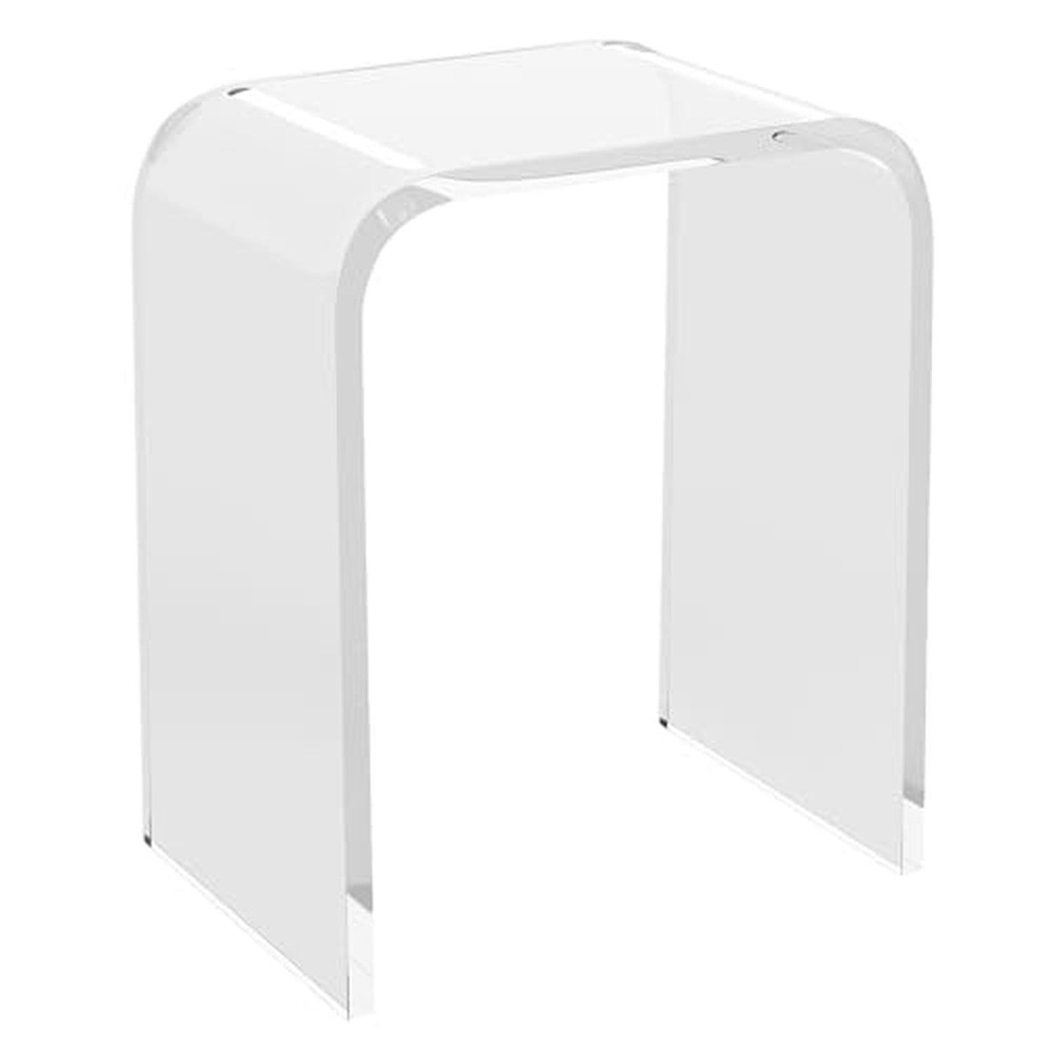 Acrylic End Table, Contemporary Square Nightstand and Side Table, Clear Lucite Coffee Table with Waterfall Edges for Small Living Room, Bathroom, Bedroom and Office