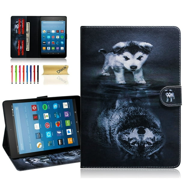 Kindle Fire Hd 8 Case Dteck Folio Flip Pu Leather Stand Case Cover With Card Slots