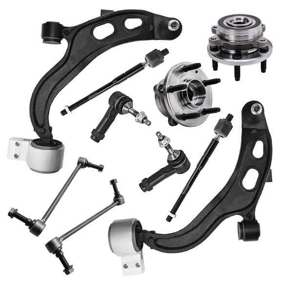 Detroit Axle - Front Wheel Bearing & Hubs Lower Control Arms w/Ball Joints Suspension Kit Replacement for Ford Police Interceptor Sedan - 10pc Set