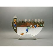 Judaica Kingdom SB-GMEN-JM26 Handmade Glass Menorahs - Mosaic Iridized Gold Menorah