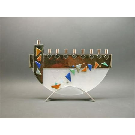 Judaica Kingdom SB-GMEN-JM26 Handmade Glass Menorahs - Mosaic Iridized Gold Menorah