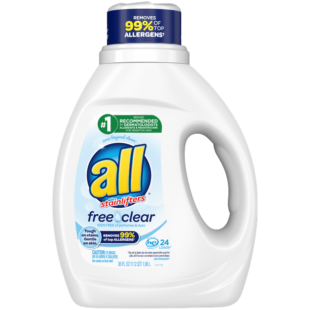 all Liquid Laundry Detergent, Free Clear for Sensitive Skin, 36 Fluid ...
