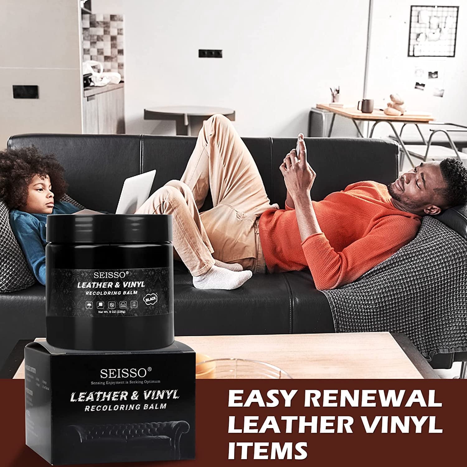 DEWEL Leather Repair Kit, 8 Garen, Black, 1 Count