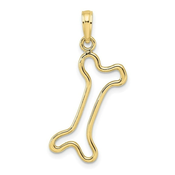 Diamond2Deal 10K Yellow Gold Cut-Out Polished Dog Bone Charm Pendant for Women (L- 1.08 inch, W- 0.61 inch)