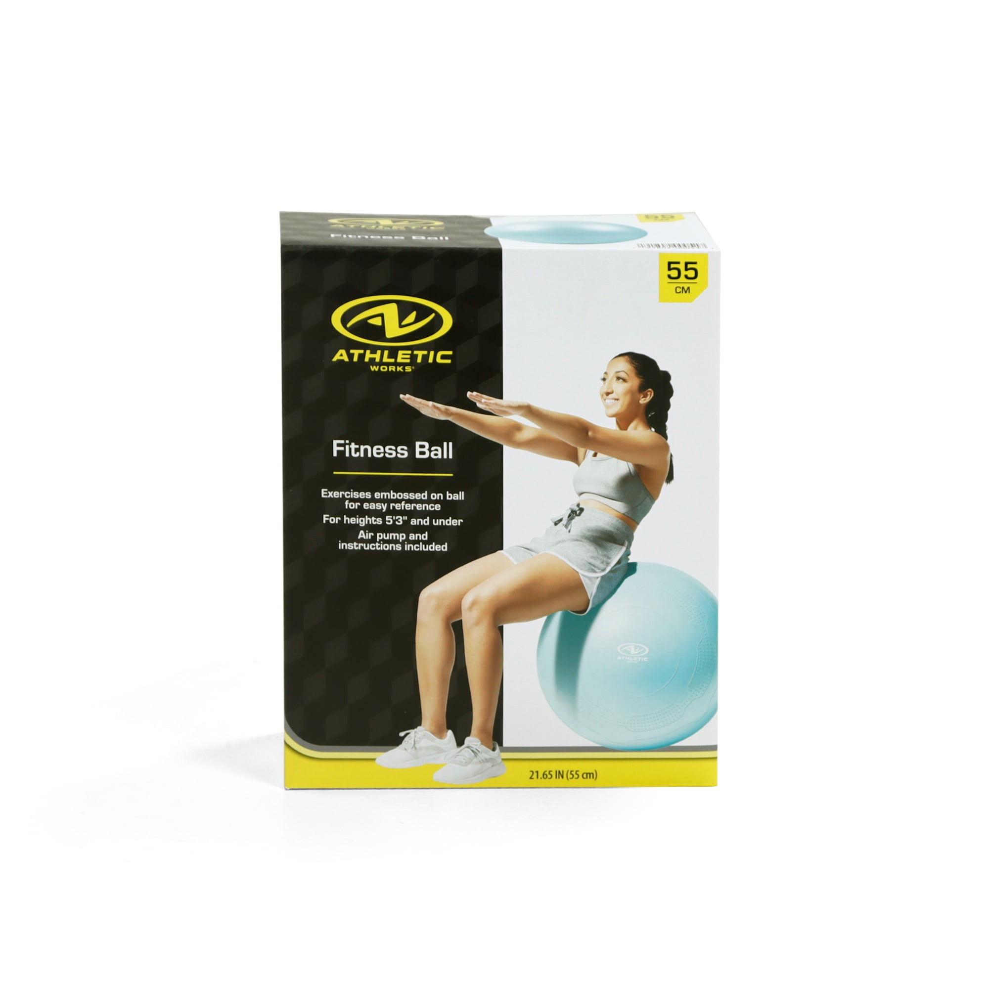 (4 pack) Athletic Works 55cm Yoga Ball, Anti-Burst, Exercises Poses Embossed