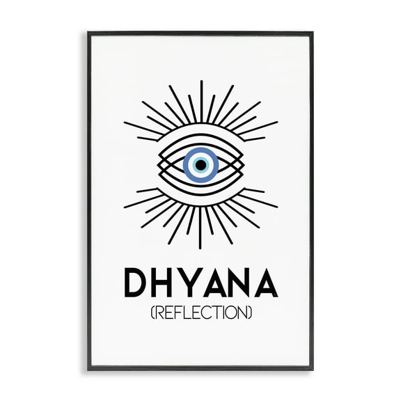 Stupell Industries Dhyana Reflection Eye Text & Numbers Painting Black Framed Art Print Wall Art, 12 x 18