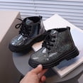 thumbnail image 2 of Viluyesy Girls Boots Lace-Up Chunky Sole Glitter Non-Slip Comfortable Durable Easy On Off Side Zipper Sparkle Shoes Black Size 10 Toddler, 2 of 8