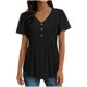 thumbnail image 2 of Camiseta de Encaje de Manga Corta de Cuello Alto para las Mujeres Muñeca de Manga Corta Botón para las Mujeres, Cintura Cinching V-Cuello de Verano Top, 2 of 9