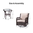 thumbnail image 4 of Yartaka 3 Pieces Outdoor Wicker Swivel Rocker Patio Set with Premium Cushions and Armored Glass Top Side Table for Backyard Beige, 4 of 7