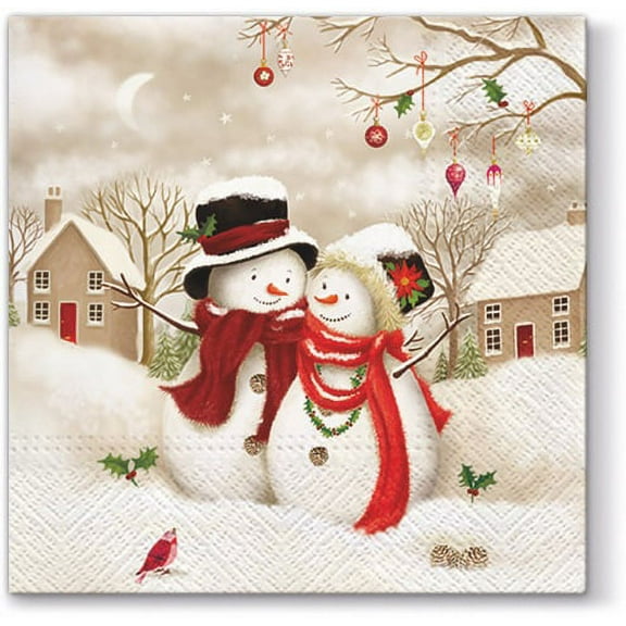 Snowy Family Funny Snowmen 40pcs - Christmas Paper Lunch Napkins