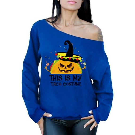 Awkward Styles Halloween Sweatshirt Taco Off Shoulder Tops for Women