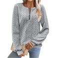 thumbnail image 2 of Women's Half Zip Sweatshirt Crew Neck Long Sleeve Cable Knit Pullover Tops 02-Gray XXL, 2 of 5