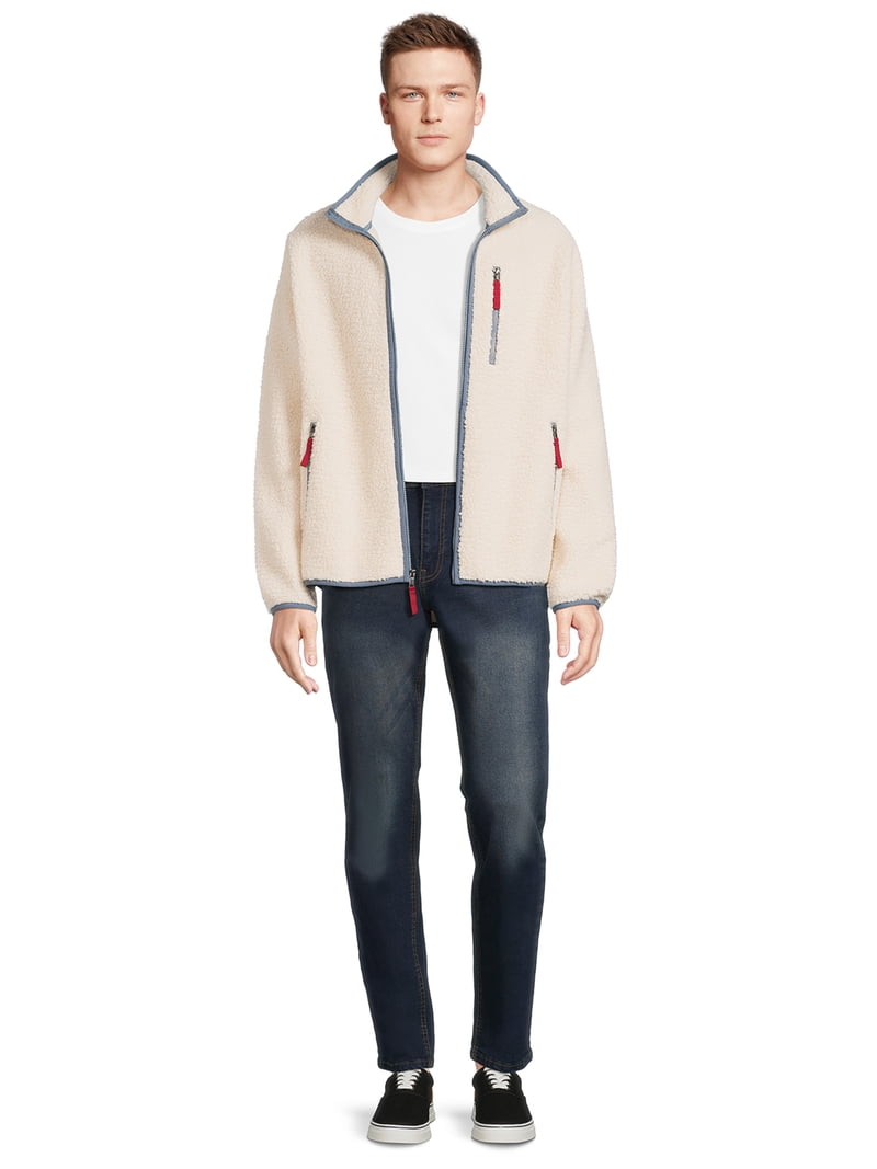 George Mens Full Zip Sherpa Mock Neck Jacket - Walmart.com