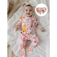 thumbnail image 6 of BemeyourBBs Newborn Baby Girls Western Cowgirl Outfits Ruffle Footed Romper Long Sleeve Boots Print Zipper Footie Jumpsuit Headband Spring Fall Winter Clothes, 6 of 9