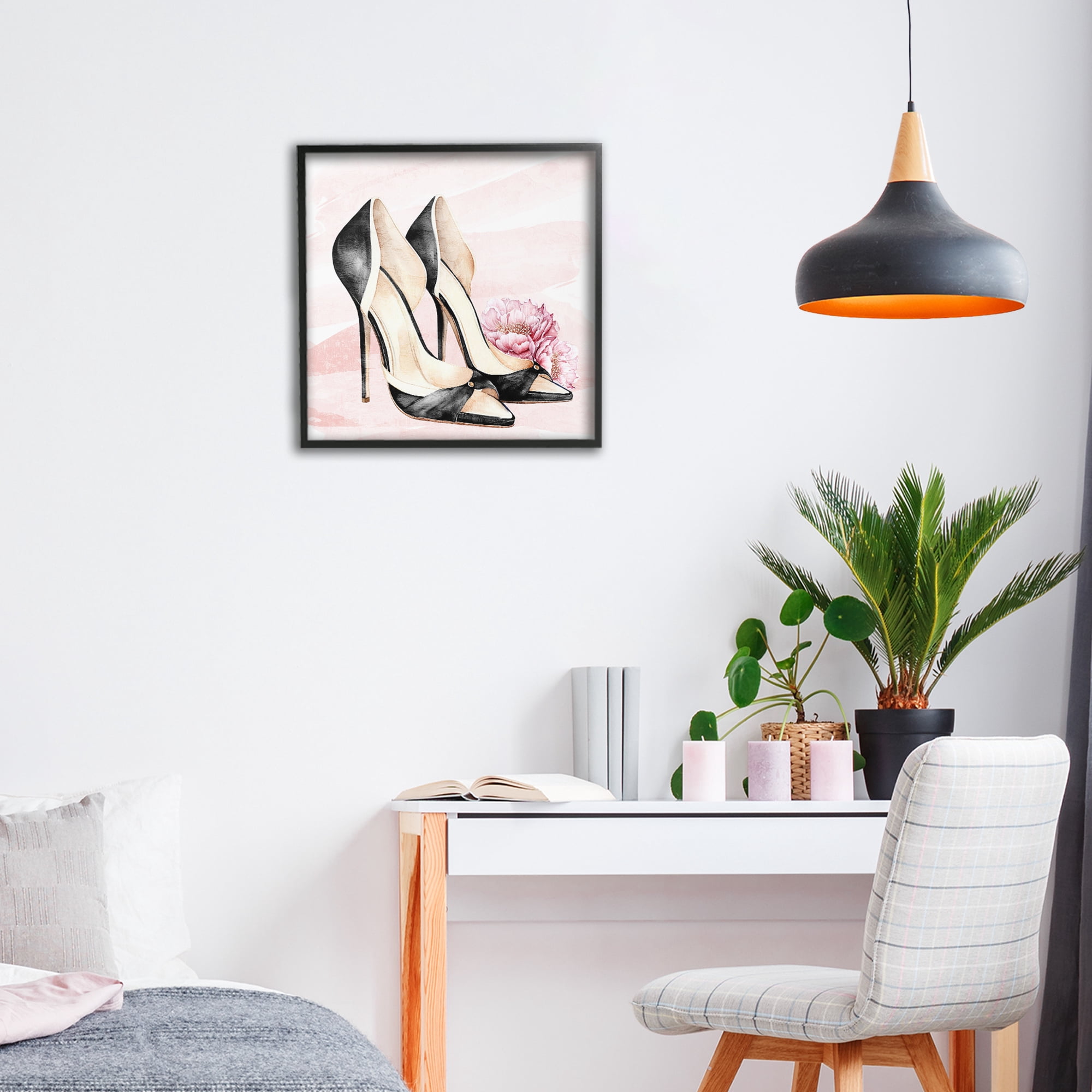 Stupell Industries Blush Glam Time Shoes Black Framed Giclee Art, design by Kim Allen