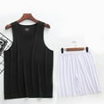 thumbnail image 2 of FRSASU Men's Crew Neck Tank Top and Shorts Set Sleeveless Workout Activewear Pajama Lounge Two Piece Elastic Waist Outfit White-C, 2 of 3