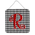 thumbnail image 1 of Carolines Treasures CJ1035-RDS66 Lettre R Initiale Monogramme - Pied-de-Poule Aluminium Noir Impressions Murales Ou de Porte, 1 of 1