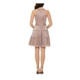 thumbnail image 2 of XSCAPE Womens Pink Metallic Zippered Tiered Sleeveless Halter Short Party Fit + Flare Dress 12, 2 of 5