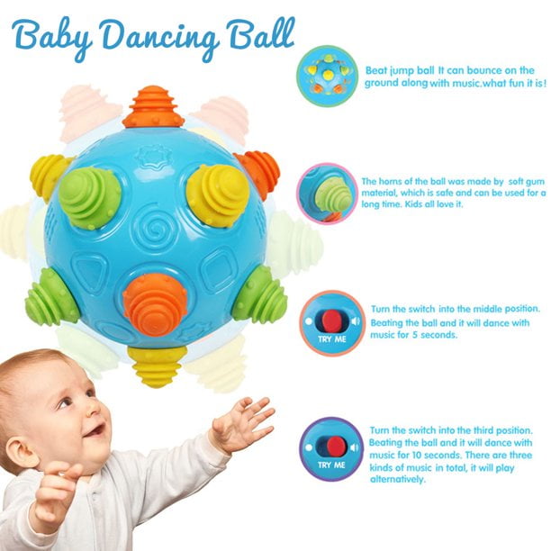 teytoy Developmental Bumpy Ball, USB Charged Bouncing Crawl Ball Toy Baby  Sensory Toys Music Shake Dancing Balls Multicolor Ball