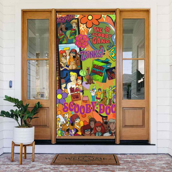 Door Cover Decoration Scooby-Doo Hanging Banner Backdrop Tapestry Outdoor Party Decor 72.8 x 35.4 Inch