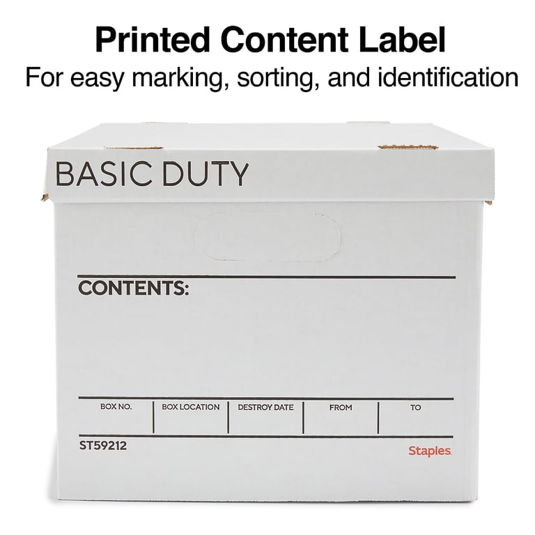 Staples Corrugated File Storage Boxes, White/Black, 20-Pack photo 4
