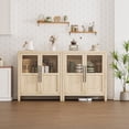 thumbnail image 2 of Almacenamiento elegante y funcional para el recibidor – Aparador de madera estilo granja con 2 puertas de vidrio y estantes – Mueble angosto para cocina, comedor o sala – Color madera natural, 2 of 8