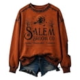 thumbnail image 3 of Halloween Salem Witch Broom Sweatshirt for Women Halloween Witch Spooky Season Sweatshirt Crew Neck Hocus Pocus Pullover Tops Orange XXXL, 3 of 5