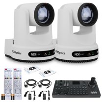 2 x PTZOptics Move 4K SDI/HDMI/USB/IP PTZ Camera with 12x Optical Zoom (White) (PT12X-4K-WH-G3)   PTZOptics SuperJoy PTZ Camera Joystick Controller
