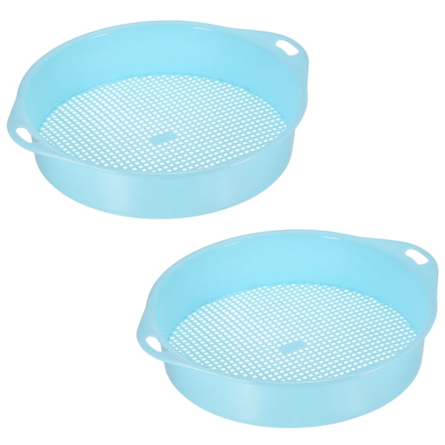 Uxcell Garden Sifting Pan Plastic Potting Sieve Mesh Filter Soil Screen Tool, Blue 2 Pack
