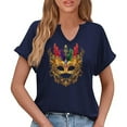 thumbnail image 6 of Craaazy Mardi Gras Shirts for Women Short Sleeve Casual Carnival Printed V-neck T-shirts Gifts, 6 of 6