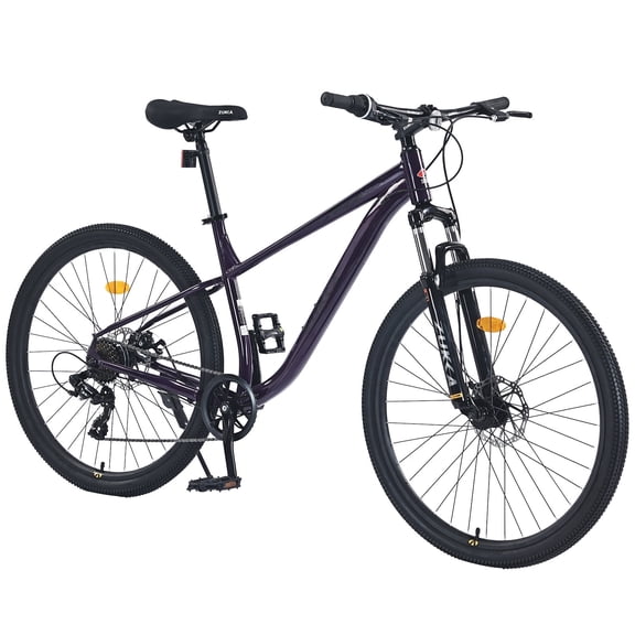 27.5" Mountain Bike with Front Suspension, 8 Speed Steel Frame for Men & Women - Purple
