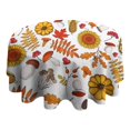 thumbnail image 4 of Fall Pumpkins Sunflowers Mushrooms Round Tablecloth 60" X 60",Wrinkle Wipeable Table Cloth for Kitchen Dining Room Picnic Patio Party, 4 of 6