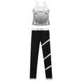thumbnail image 4 of YUUMIN Kids Girls 2 Piece Summer Outfit Gym Yoga Dance Workout Sets Sleeveless Metallic Tank Top with Silver 12, 4 of 6