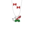 thumbnail image 2 of Delight Jewelry Silvertone Horseshoe with Side Loop Christmas Kiss Charm Necklace and Stud Earrings, 2 of 4