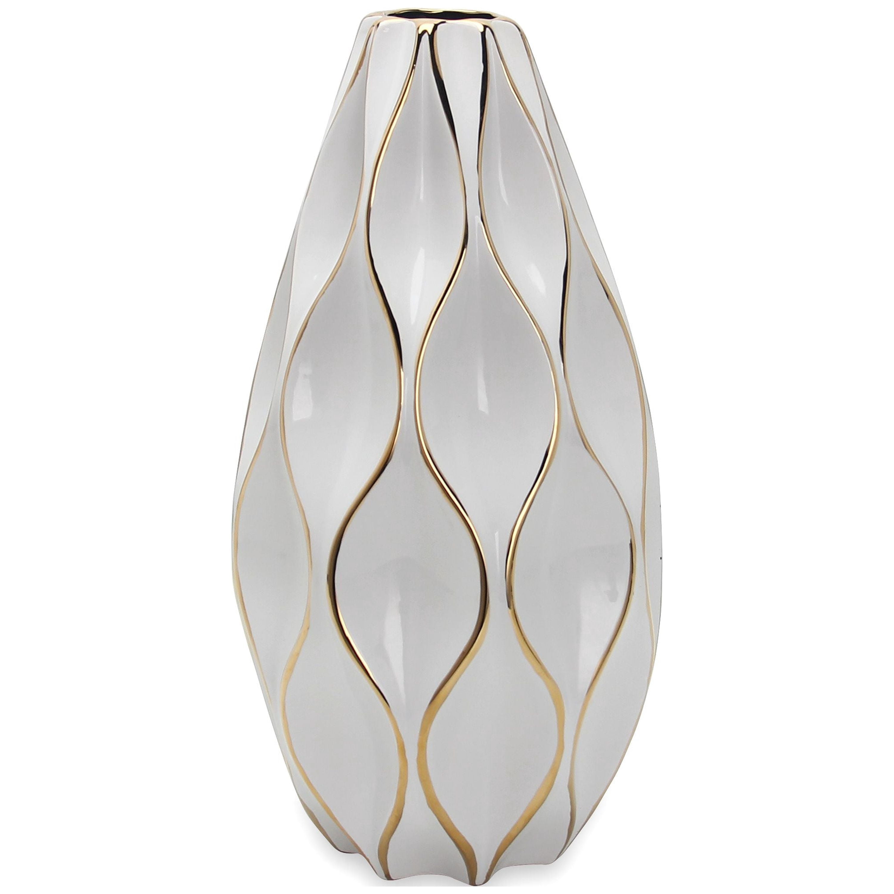 Beloved Elegant White Ceramic Vase with Gold Accents