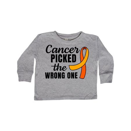 

Inktastic Leukemia Awareness Cancer Picked the Wrong One Orange Ribbon Gift Toddler Boy or Toddler Girl Long Sleeve T-Shirt