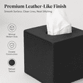 thumbnail image 3 of ABCISI Square Tissue Box Cover, Black Faux Leather Tissue Holder with Smooth Wipe-Clean Finish for Standard Cube Boxes, Bathroom, Bedroom, Office, Vanity and Living Room, 5.3 x 5.3 x 5.8 Inch, 3 of 8