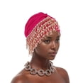thumbnail image 4 of XASZHN Turban à Franges Multi-Couches pour Femmes Musulmanes Couverture de Chimiothérapie Cancer Rose Vif_002 m, 4 of 4