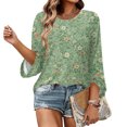 thumbnail image 5 of Womens Floral Print Tops Casual 3/4 Sleeve Tunic Shirts Loose Fit Crew Neck Blouses Lightweight Spring Summer Tops, 5 of 7
