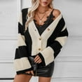 thumbnail image 5 of hxobax Women's Fall Winter Cardigan Coats Oversized Button Open Front Colorblock Knit Sweater Jacket, 5 of 8