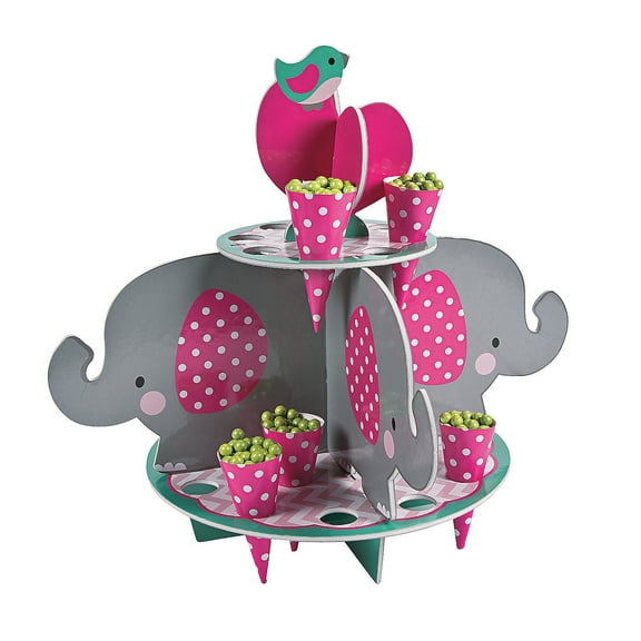 1St Pink Elephant Treat Stand W/ Cones - Party Supplies - 25 Pieces